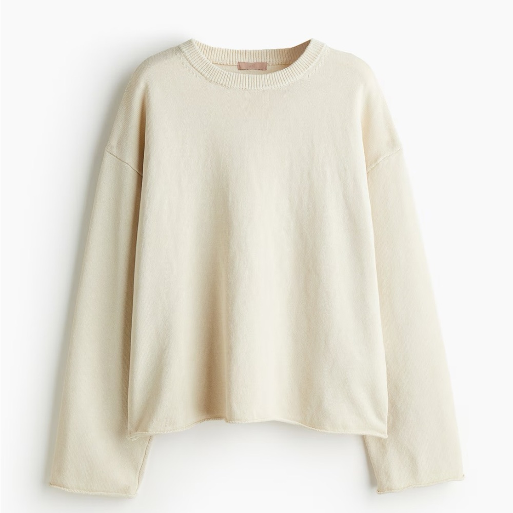 H&M Cream Roll Edge Sweatshirt